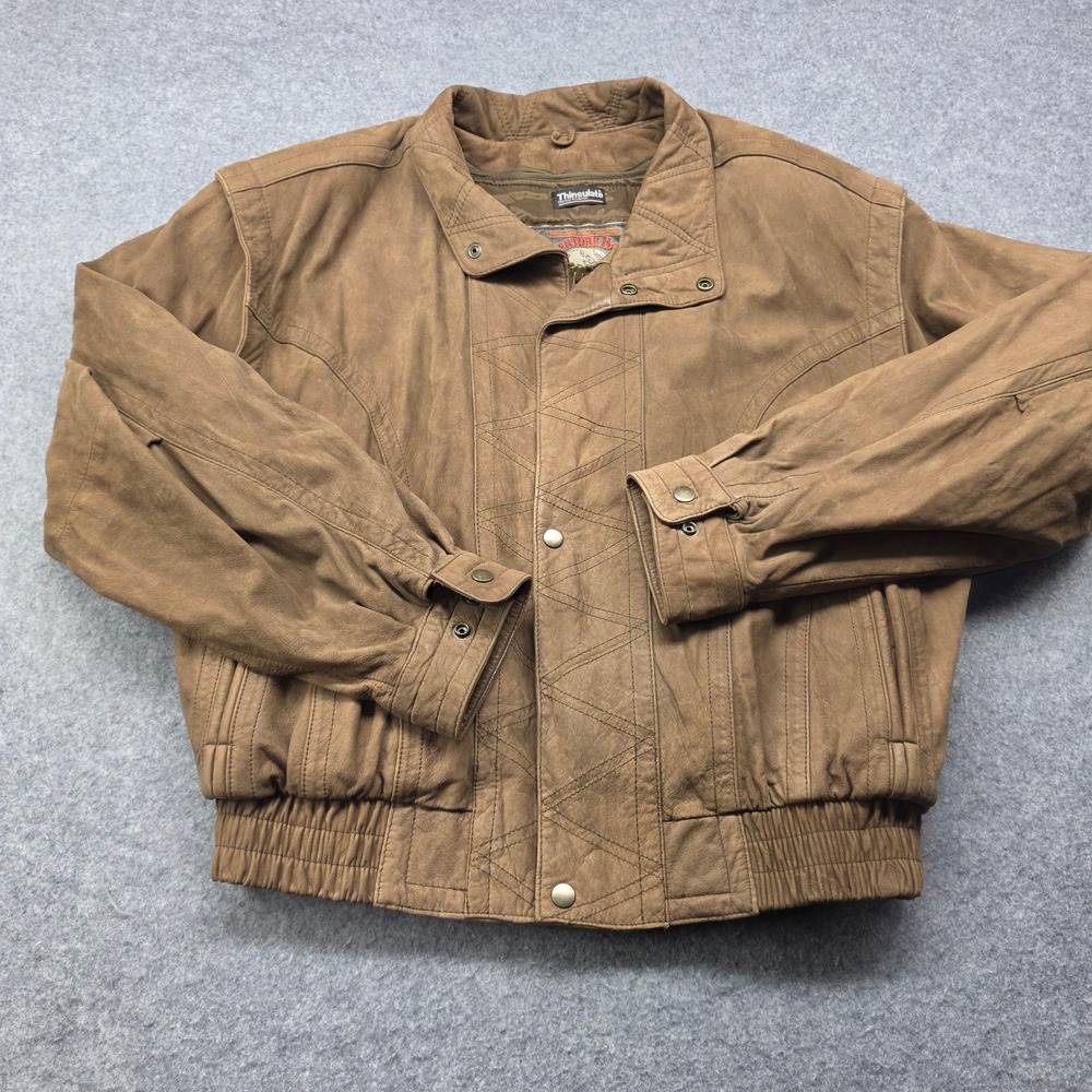 Adventure Bound Wilsons Leather Bomber Jacket Brown Thinsulate Mens XL Vintage